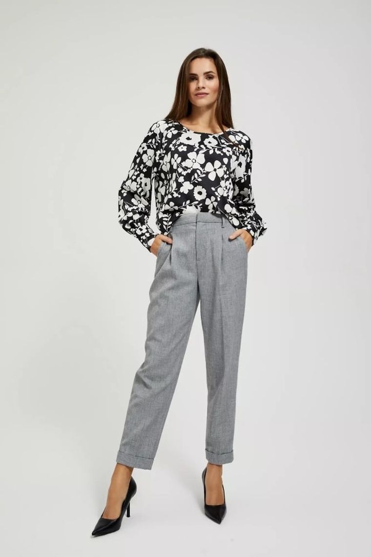 Koszula damska z długim rękawem, czarna, Moodo