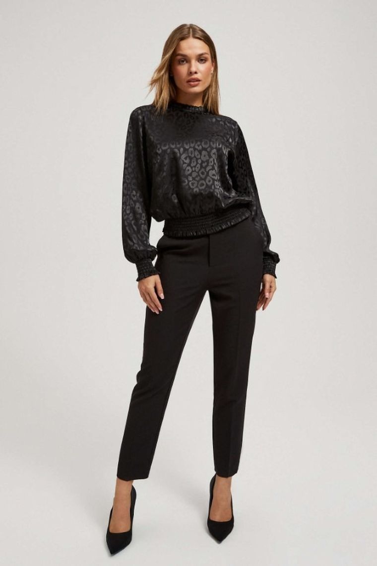 Koszula damska z długim rękawem, czarna, Moodo