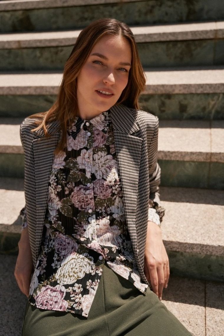 Koszula damska z długim rękawem, czarna, Moodo