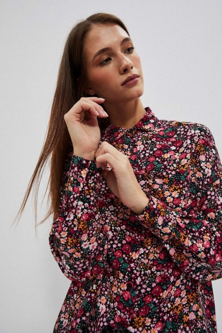 Koszula damska z długim rękawem, czerwona, Moodo