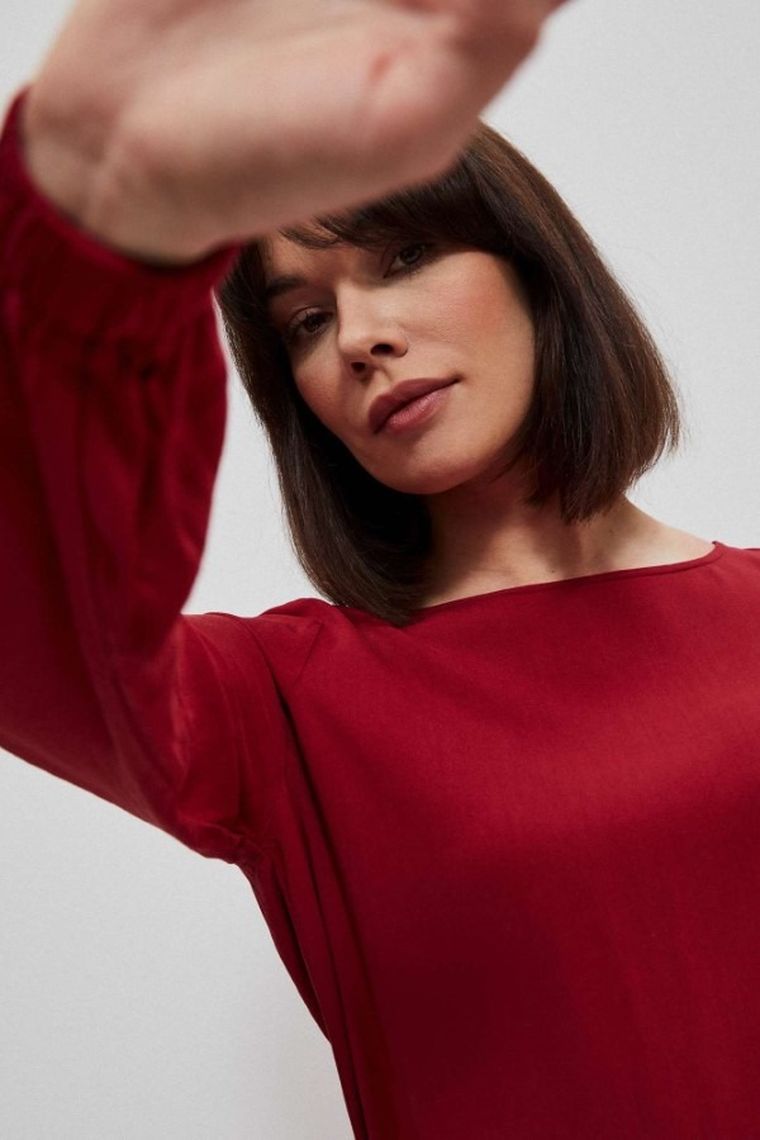 Koszula damska z długim rękawem, czerwona, Moodo