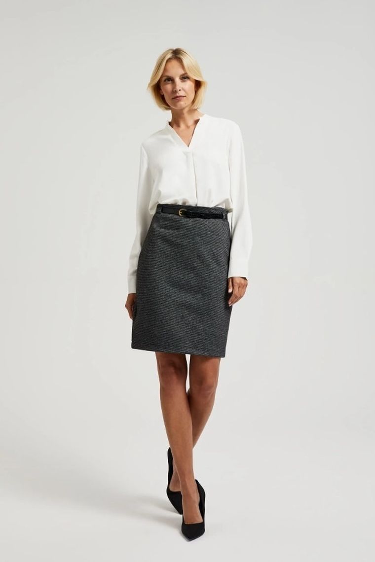 Koszula damska z długim rękawem, ecru, Moodo