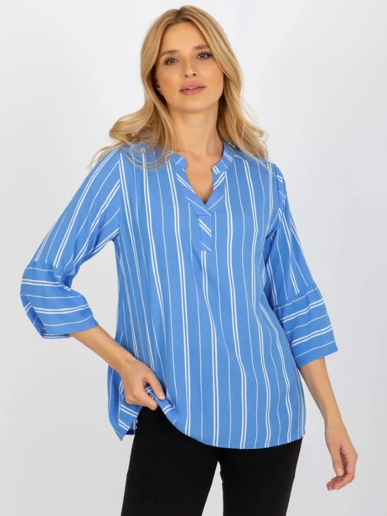Koszula damska z długim rękawem, niebieska, Sublevel