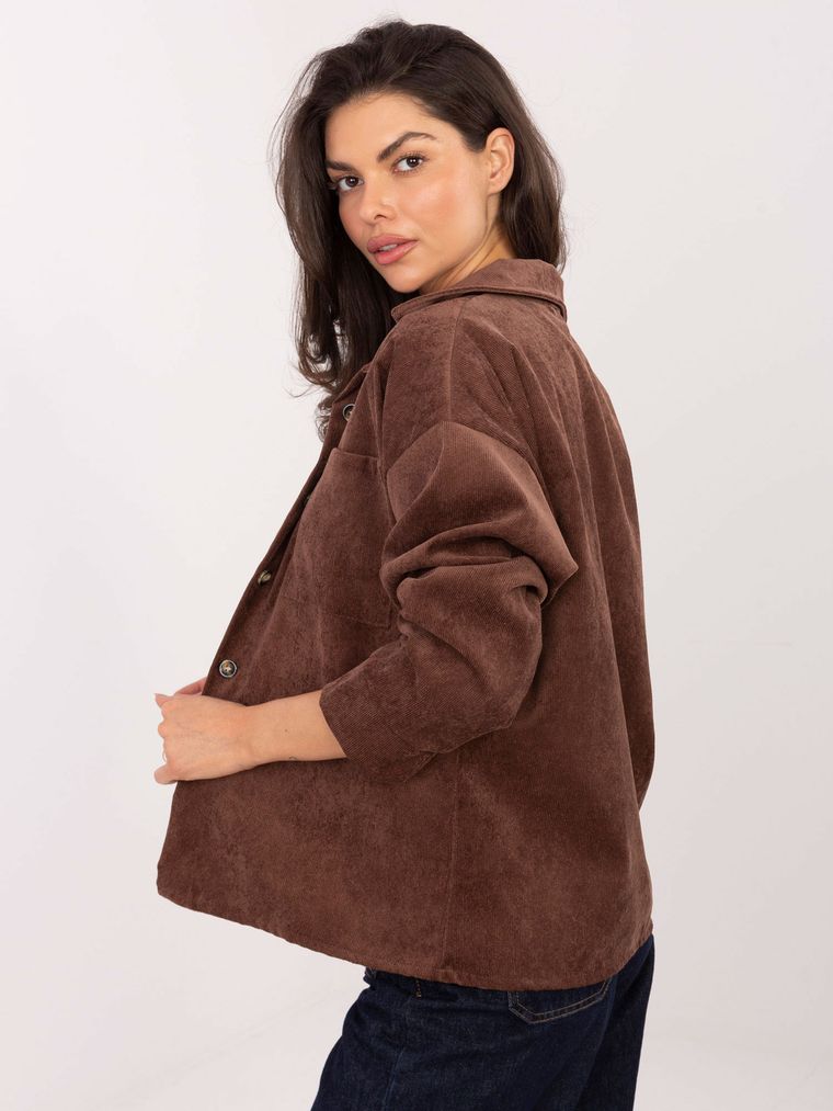 Koszula damska z długim rękawem, oversize, brązowa, Sublevel
