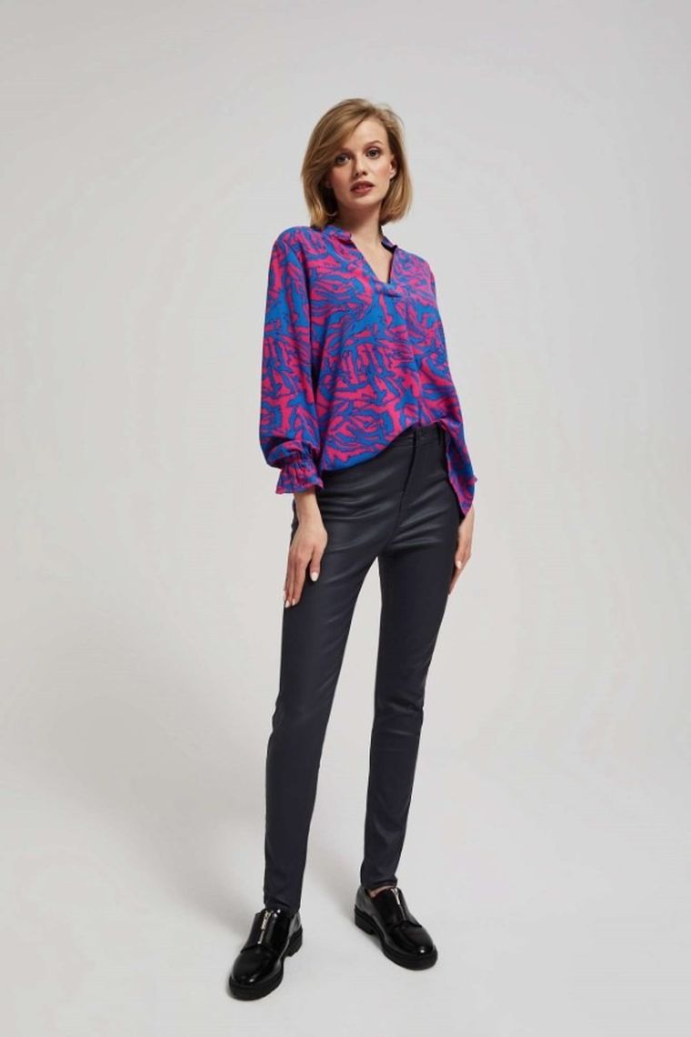 Koszula damska z długim rękawem, różowa, Moodo