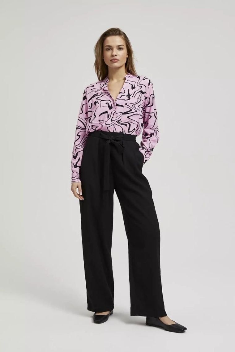 Koszula damska z długim rękawem, różowa, Moodo