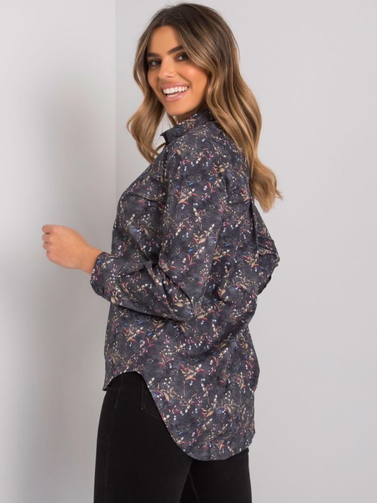 Koszula damska z długim rękawem, szara, Rue Paris