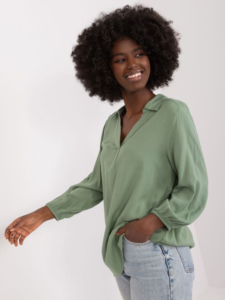 Koszula damska z długim rękawem, zielona, Sublevel