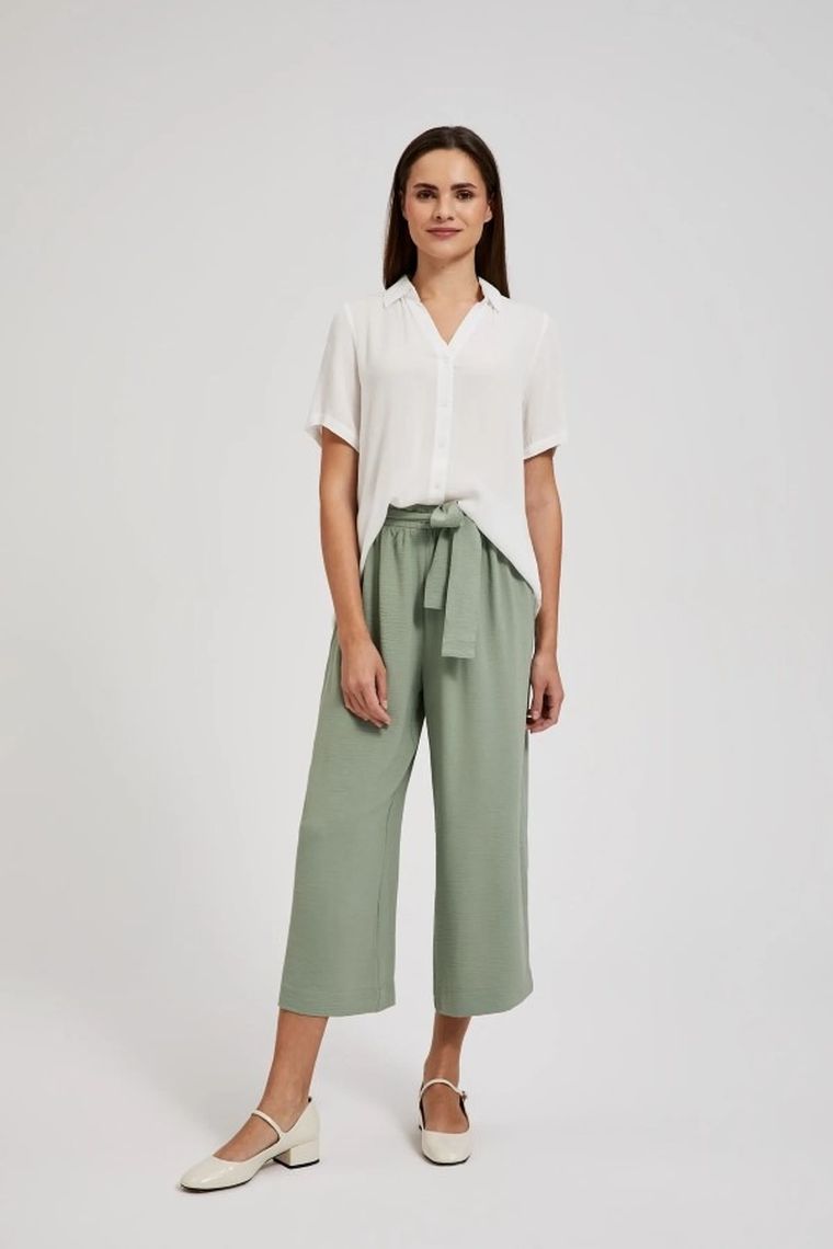 Koszula damska z krótkim rękawem, biała, Moodo