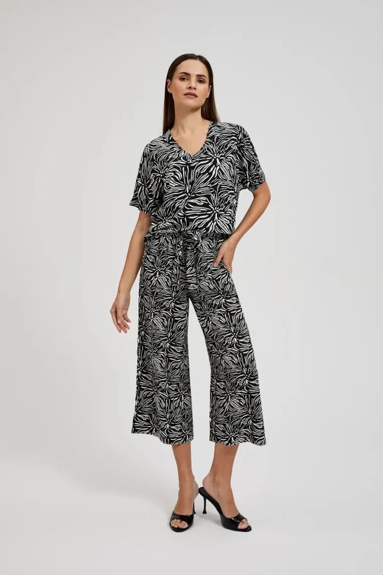 Koszula damska z krótkim rękawem, czarna, Moodo