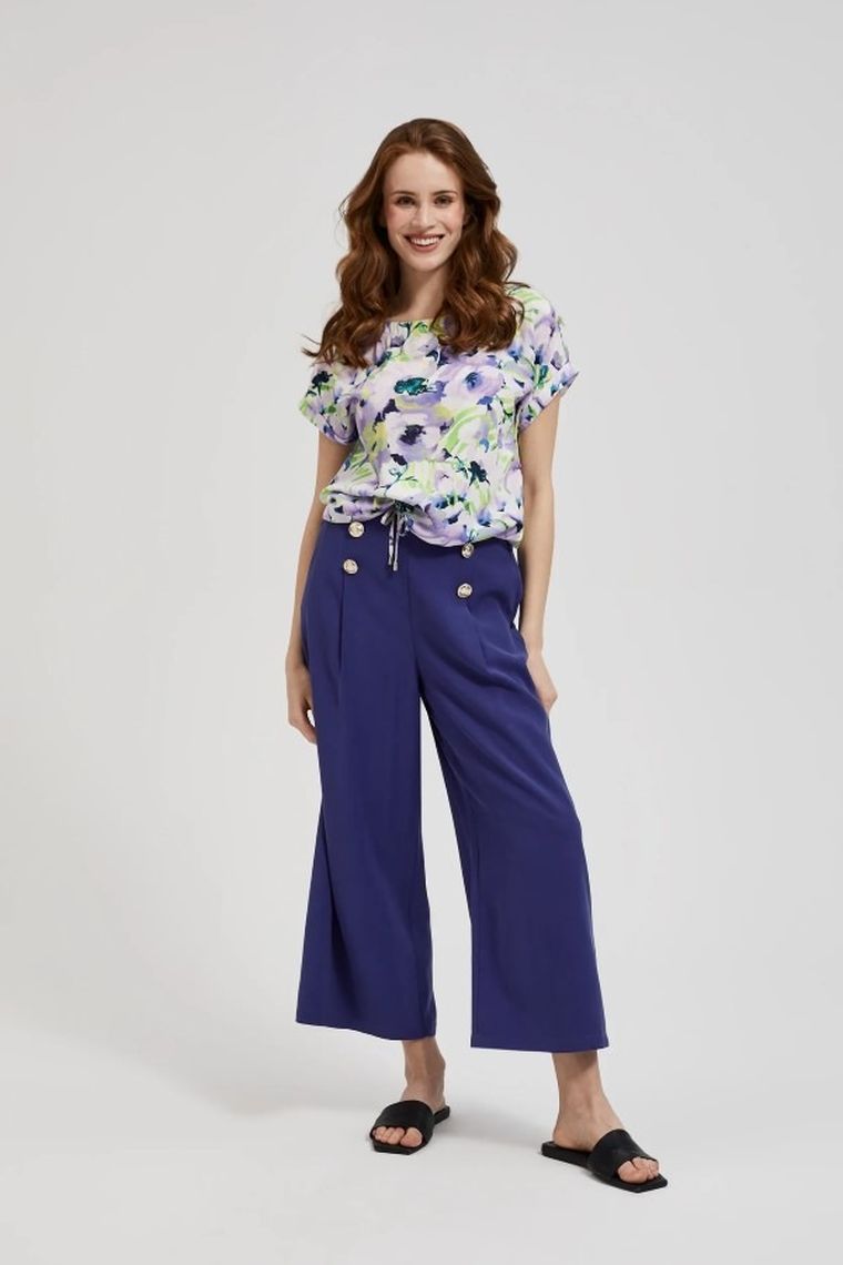 Koszula damska z krótkim rękawem, fioletowa, Moodo