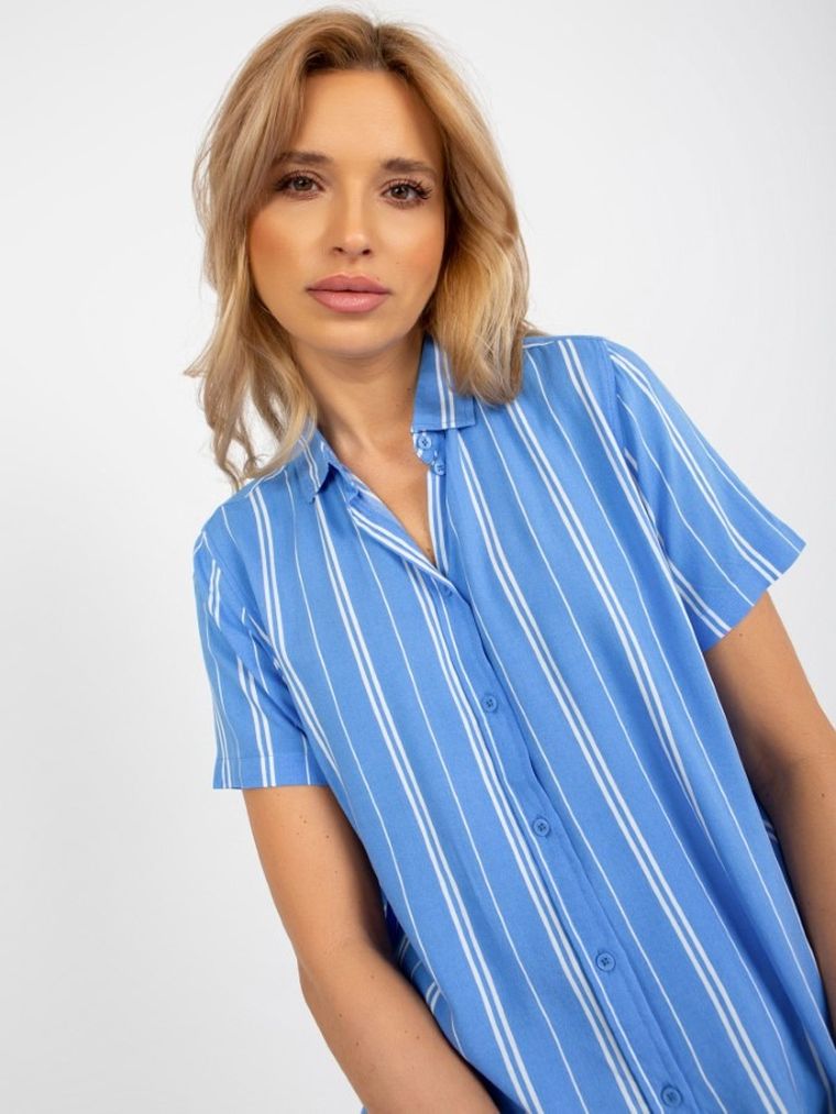 Koszula damska z krótkim rękawem, niebieska, Sublevel