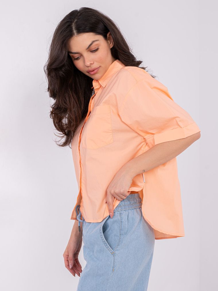 Koszula damska z krótkim rękawem, oversize, pomarańczowa, Sublevel