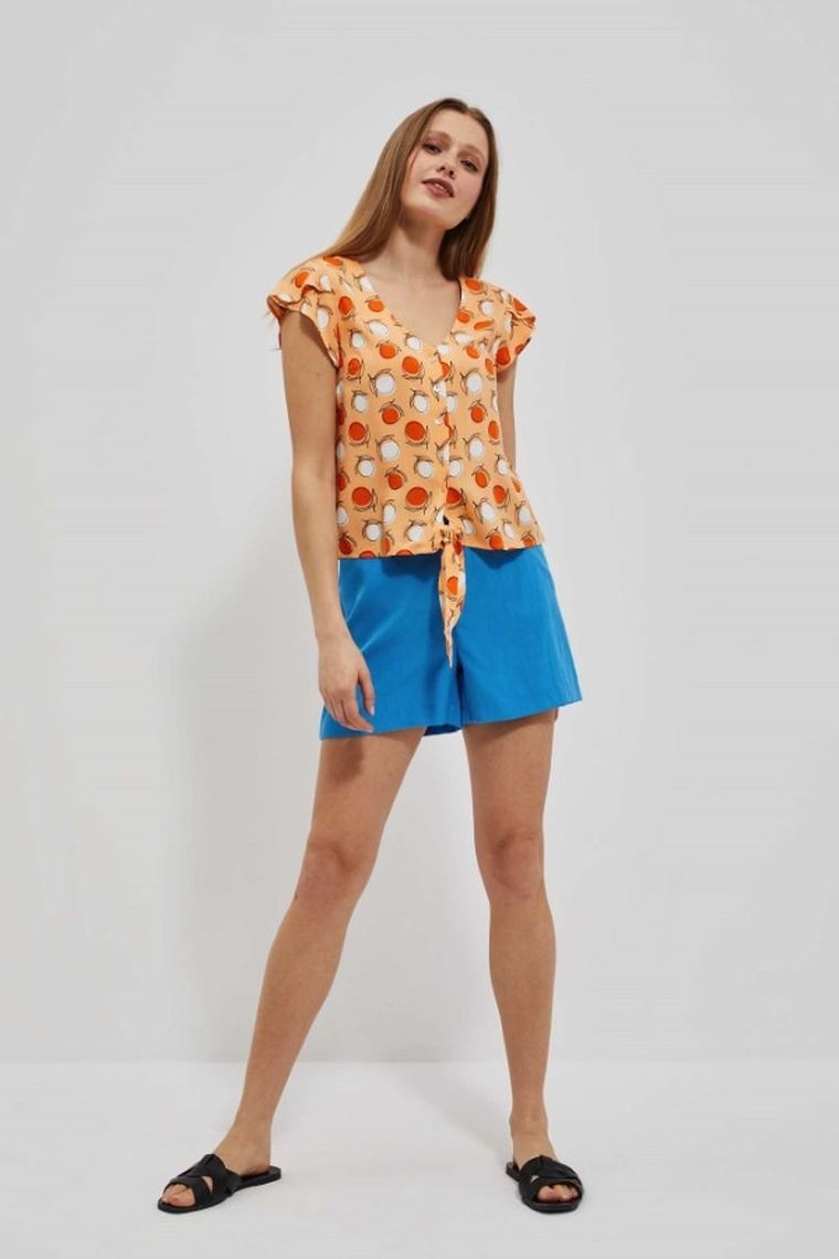 Koszula damska z krótkim rękawem, pomarańczowa, Moodo