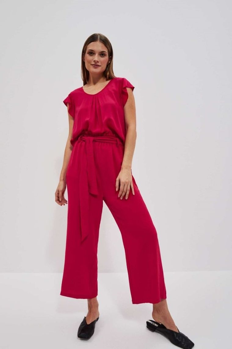 Koszula damska z krótkim rękawem, różowa, Moodo