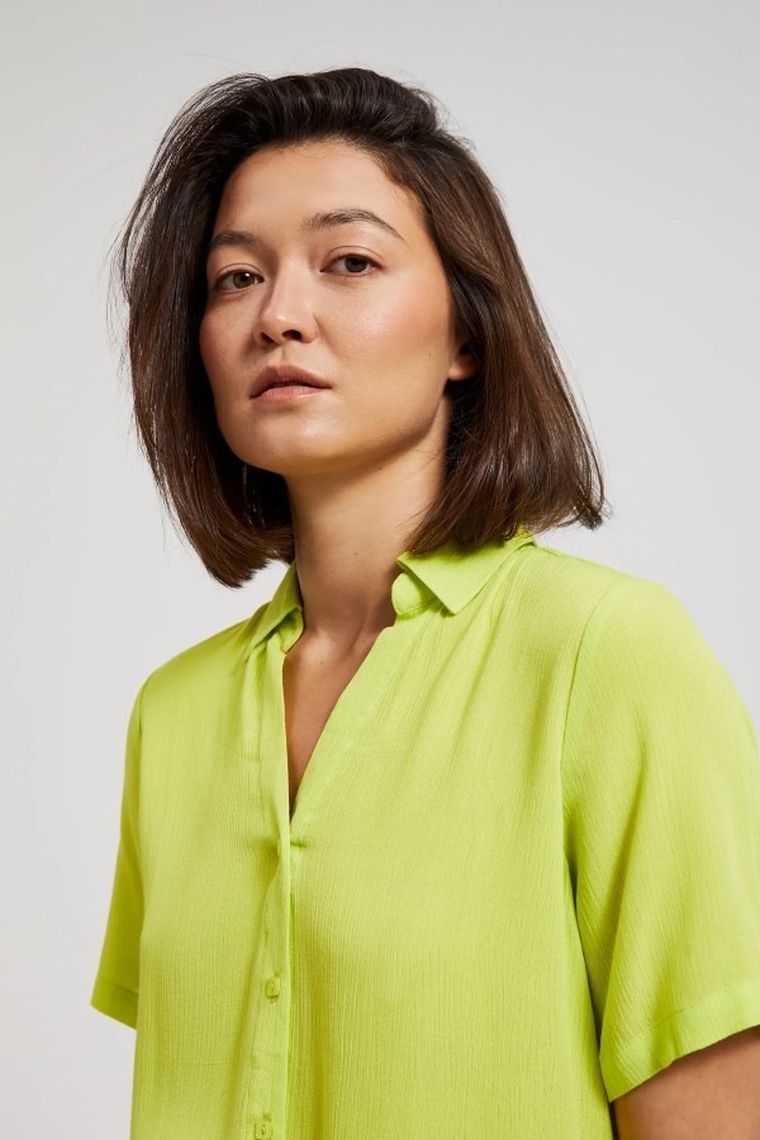 Koszula damska z krótkim rękawem, zielona, Moodo