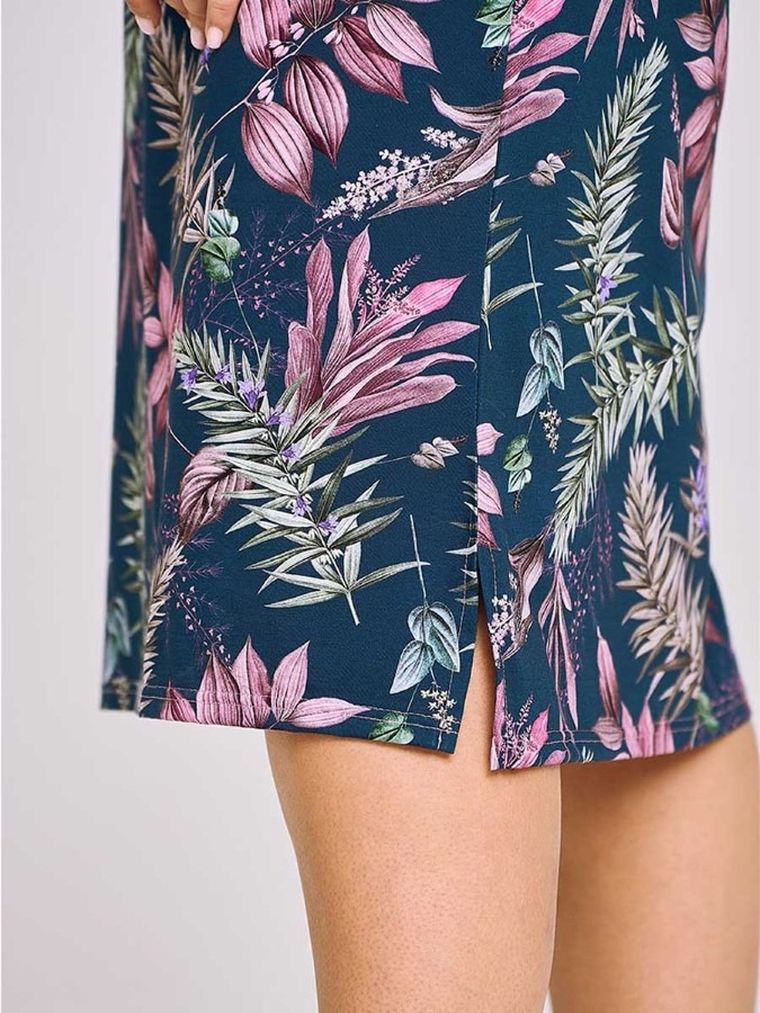 Koszula nocna damska bez rękawów, plus size, granatowa, Taro