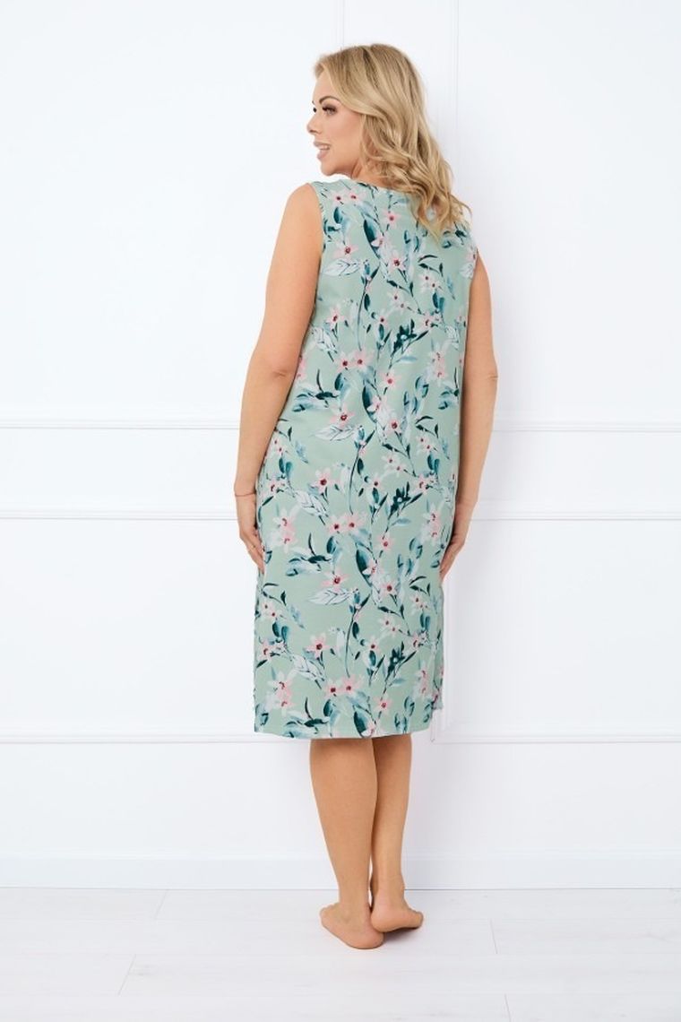 Koszula nocna damska bez rękawów, plus size, zielona, Italian Fashion