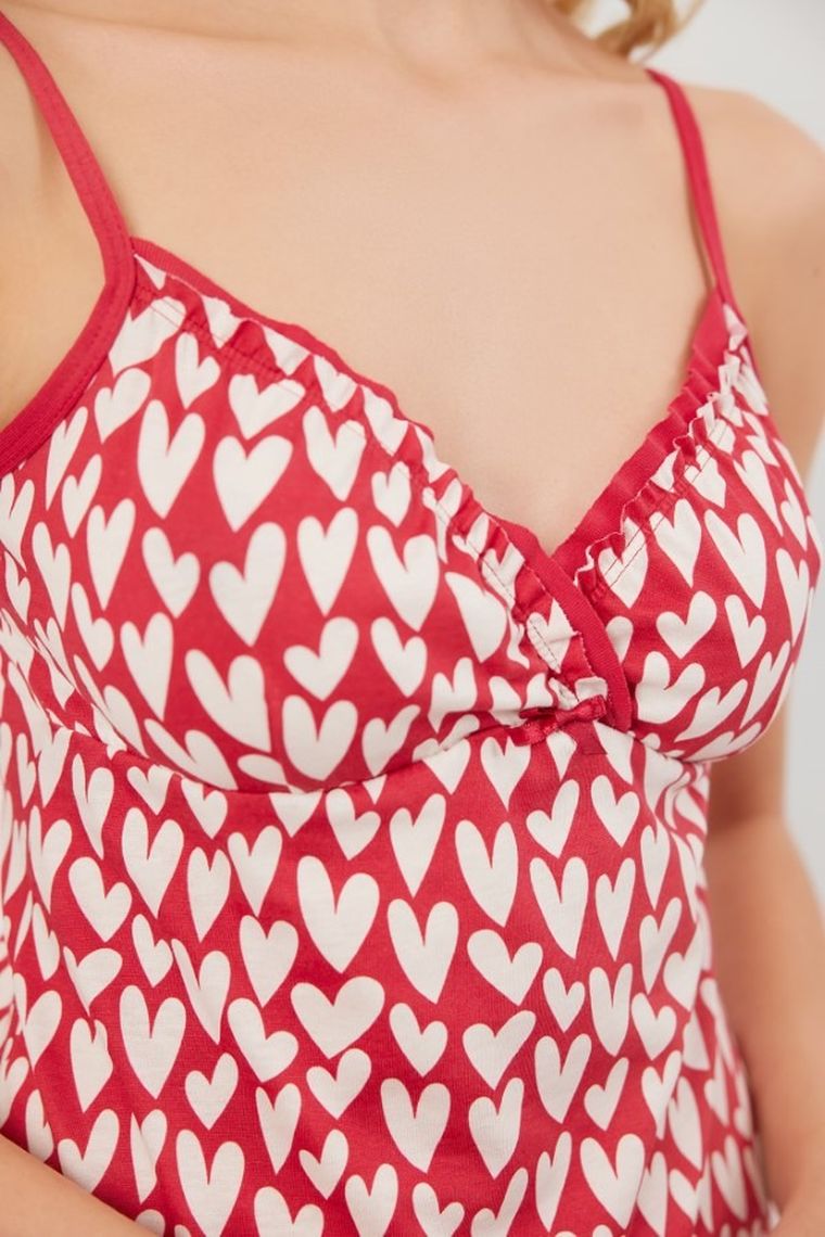 Koszula nocna damska na ramiączka, czerwona, Evora, Italian Fashion