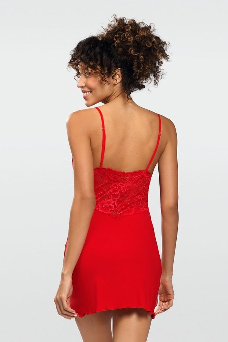 Koszula nocna damska na ramiączka, czerwona, Frederica, Dkaren