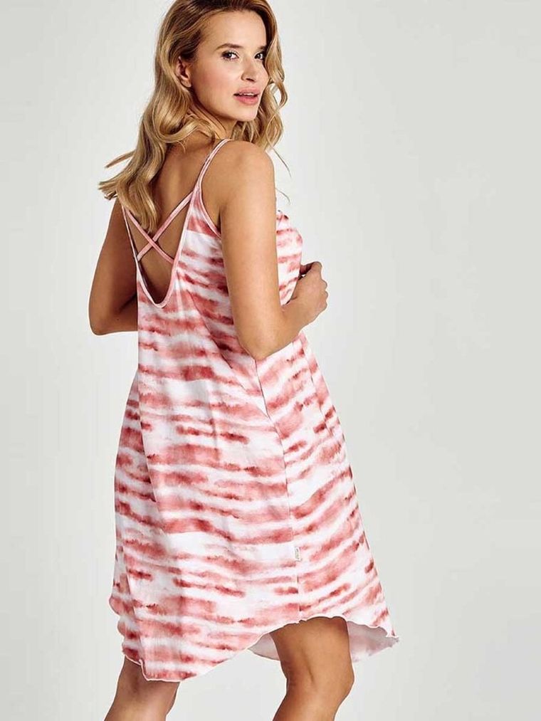 Koszula nocna damska na ramiączka, czerwono-biała, Taro