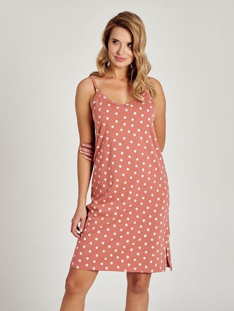 Koszula nocna damska na ramiączka, różowa, Taro