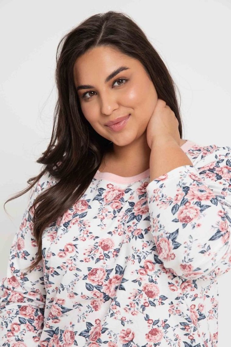 Koszula nocna damska z długim rękawem, mix, Gardenia, Taro