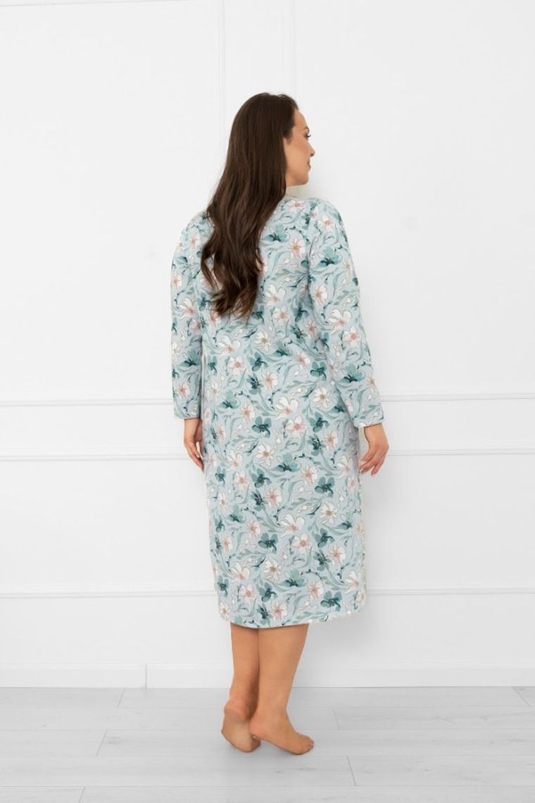 Koszula nocna damska z długim rękawem, niebieska, Italian Fashion