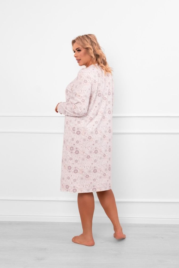 Koszula nocna damska z długim rękawem, różowa, Italian Fashion