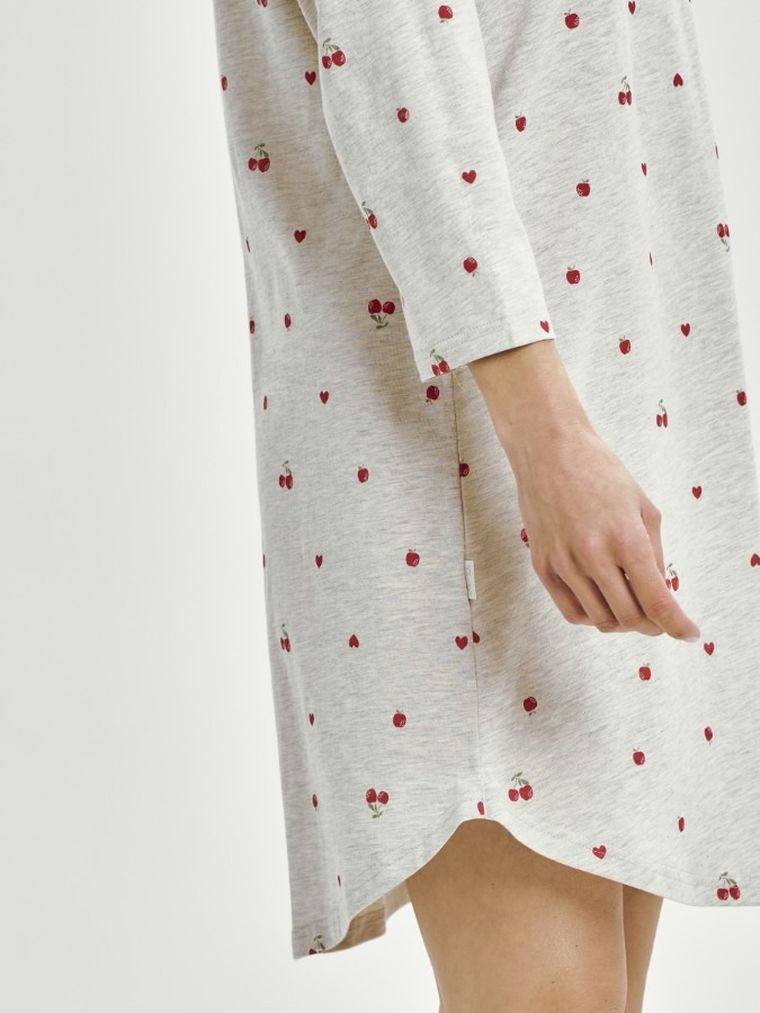 Koszula nocna damska z długim rękawem, szara, Adele, Taro