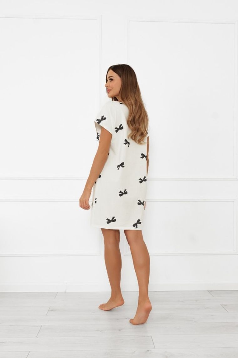 Koszula nocna damska z krótkim rękawem, biała, Italian Fashion