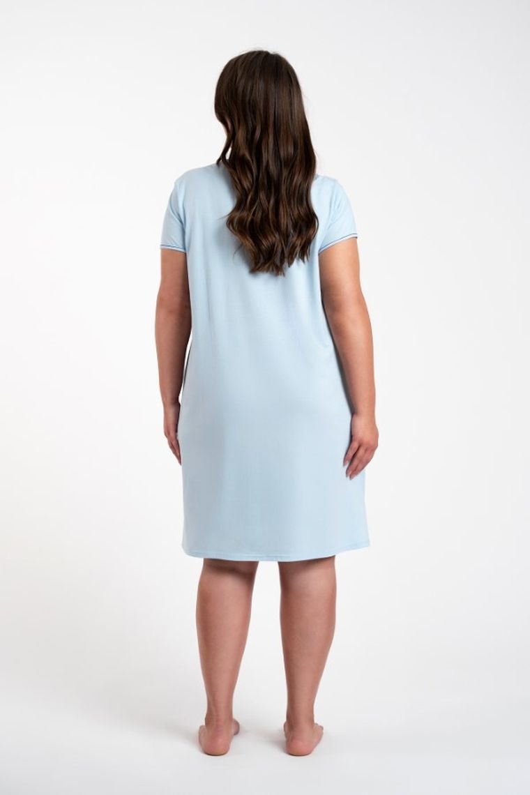Koszula nocna damska z krótkim rękawem, niebieska, Arietta, Italian Fashion