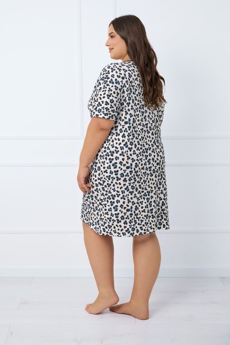 Koszula nocna damska z krótkim rękawem, plus size, beżowa, Italian Fashion