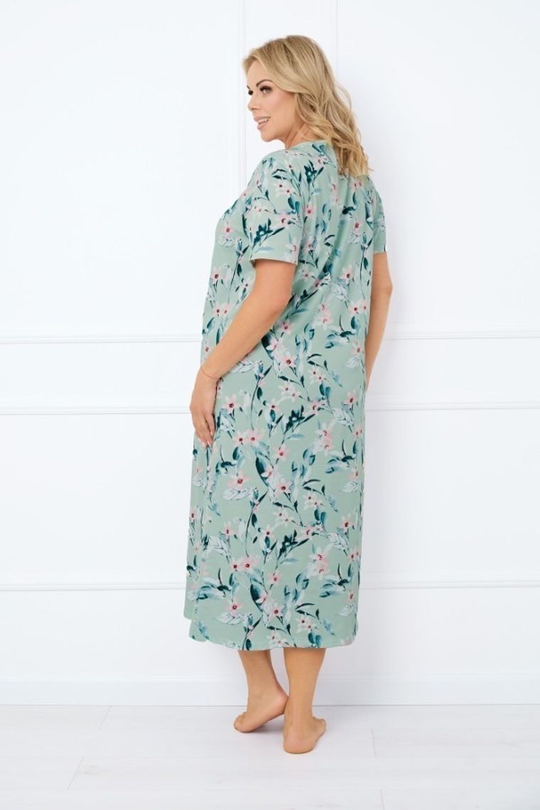 Koszula nocna damska z krótkim rękawem, zielona, Italian Fashion