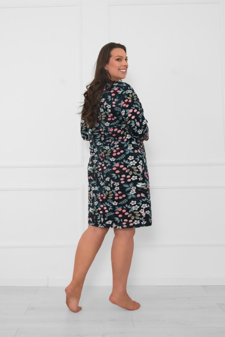 Koszula nocna damska z rękawem 3/4, granatowa, Italian Fashion