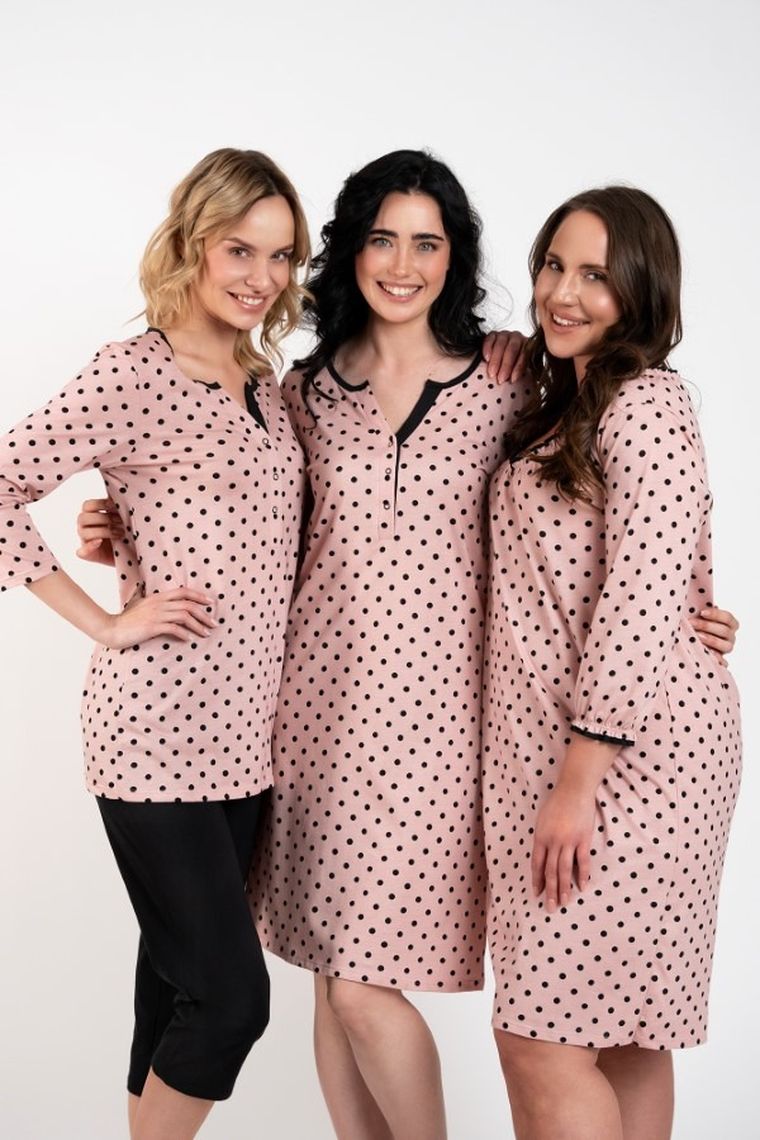 Koszula nocna damska z rękawem 3/4, mix, Margo, Italian Fashion