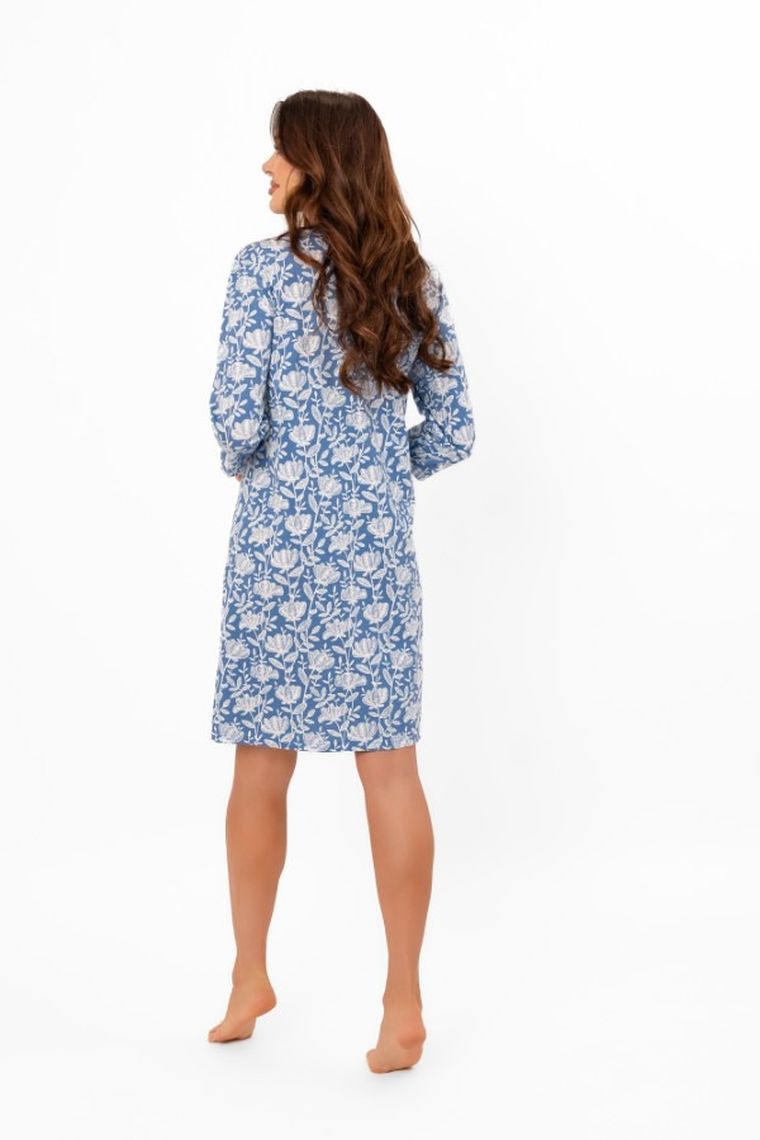 Koszula nocna damska z rękawem 3/4, niebieska, Italian Fashion