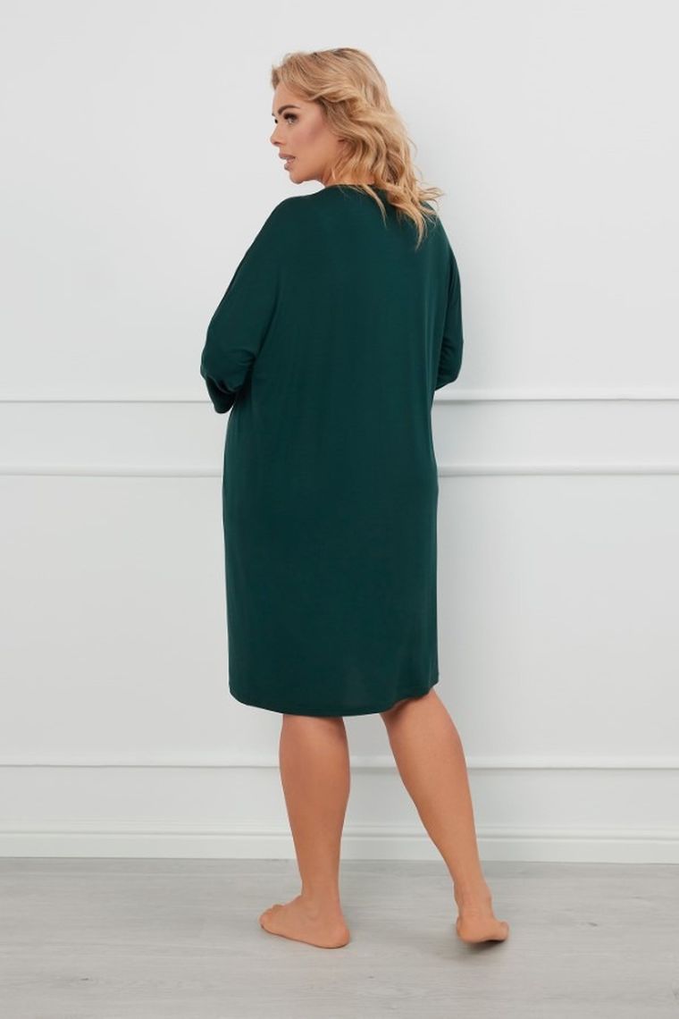 Koszula nocna damska z rękawem 3/4, plus size, zielona, Natura, Italian Fashion