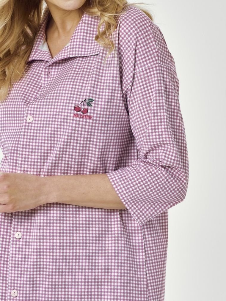 Koszula nocna damska z rękawem 3/4, różowa, Jolie, Taro