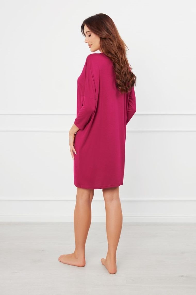 Koszula nocna damska z rękawem 3/4, różowa, Natura, Italian Fashion