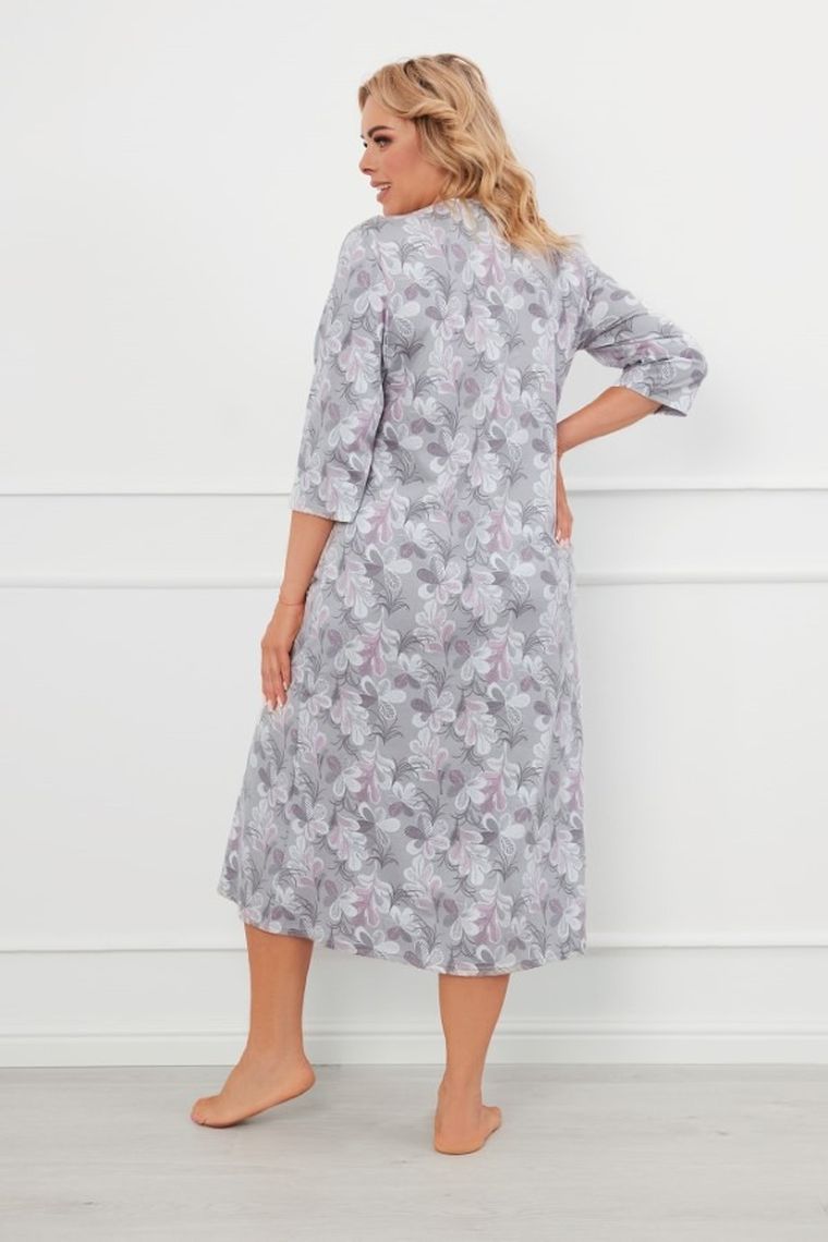 Koszula nocna damska z rękawem 3/4, szara, Ardila, Italian Fashion