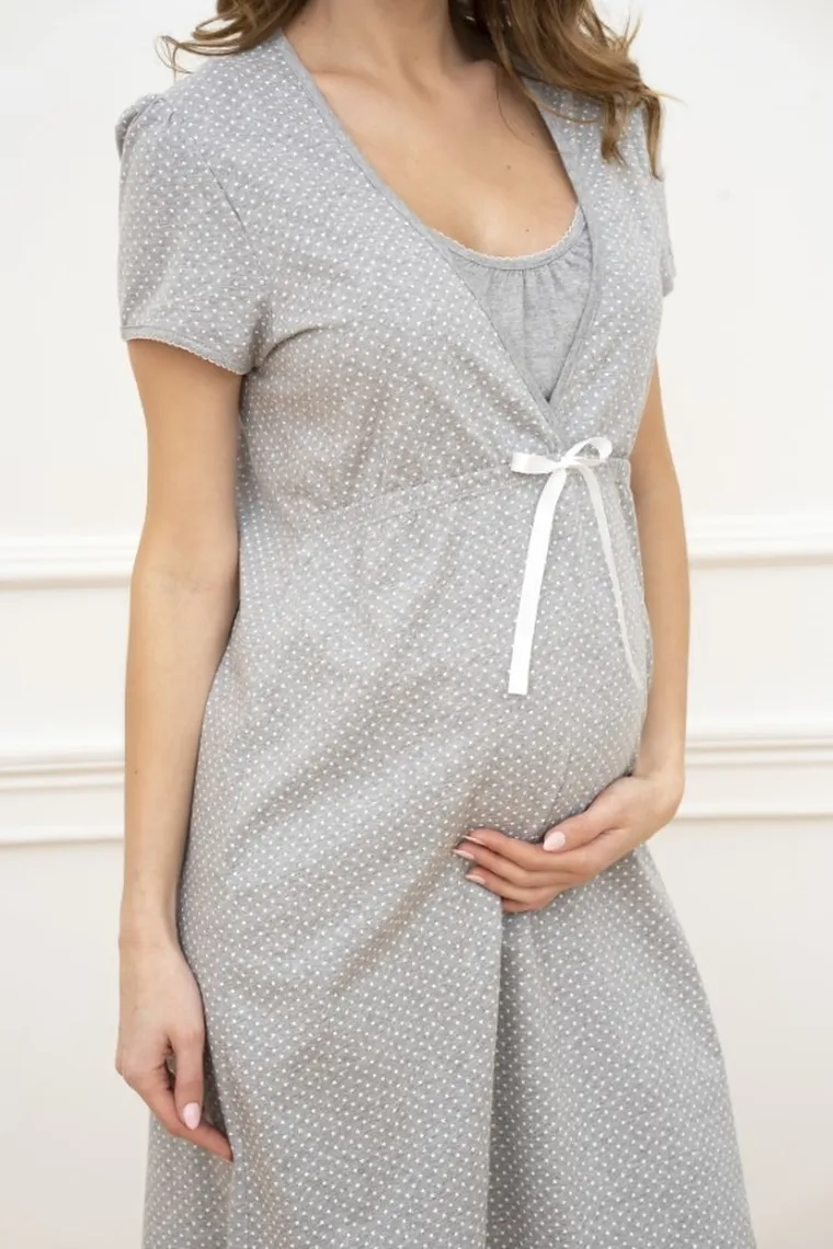 Koszula nocna dla matek karmiących, szara, Radość, Italian Fashion
