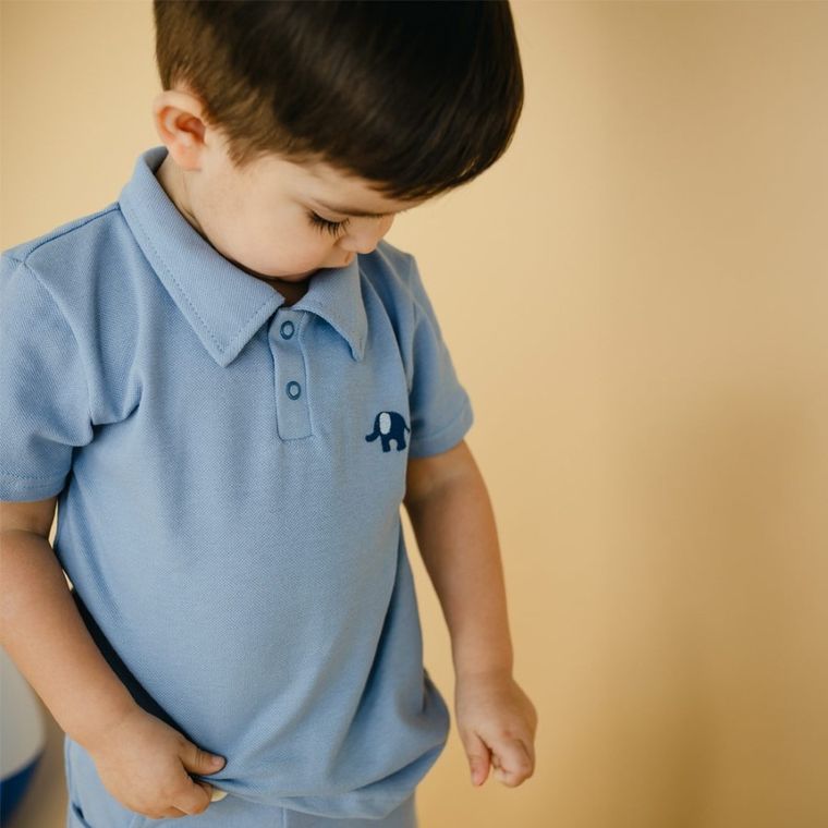 Koszulka polo chłopięca z krótkim rękawem, niebieska, Eevi