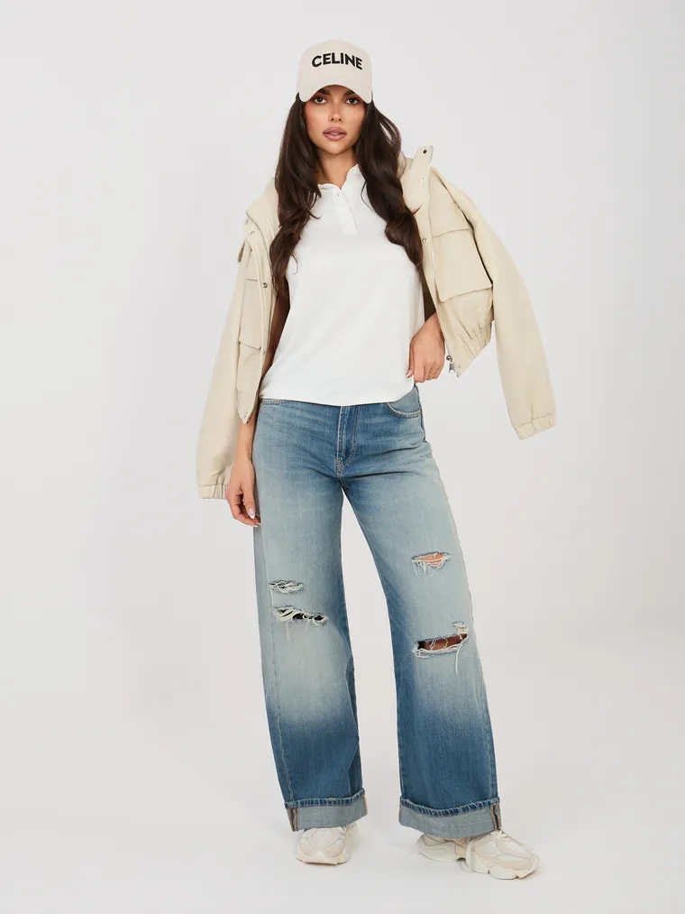 Koszulka polo damska z krótkim rękawem, biała, Sublevel