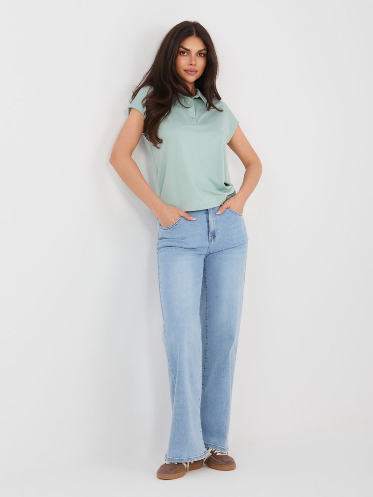 Koszulka polo damska z krótkim rękawem, zielona, Sublevel