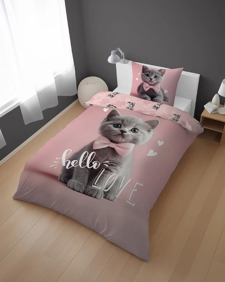 Kot, 2-częściowy komplet pościeli, 160-200 cm
