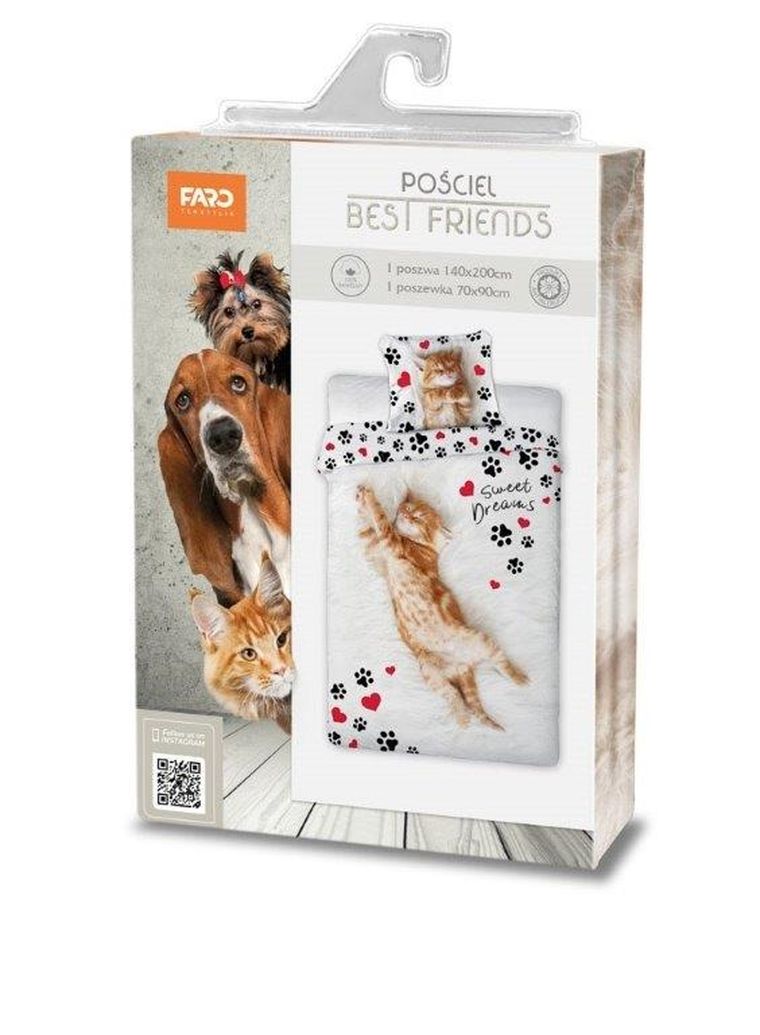 Kotek, 2-częściowy komplet pościeli bawełnianej, 140-200 cm