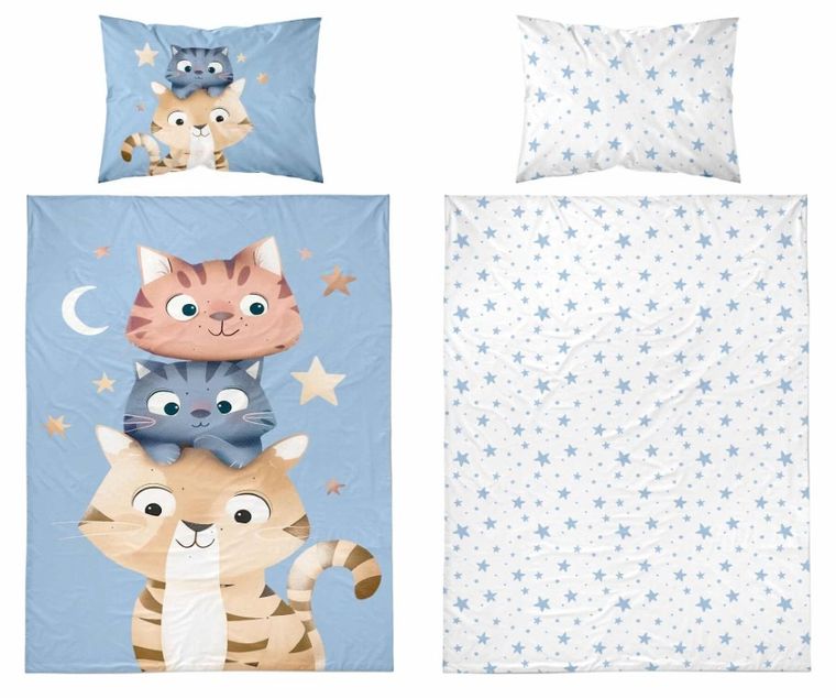 Kotki, 2-częściowy komplet pościeli dziecięcej, niebieski, 90-120 cm