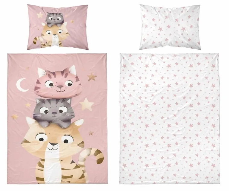 Kotki, 2-częściowy komplet pościeli dziecięcej, różowy, 100-135 cm