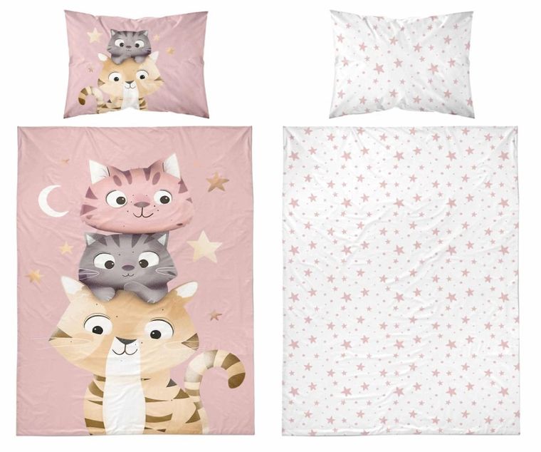 Kotki, 2-częściowy komplet pościeli dziecięcej, różowy, 90-120 cm